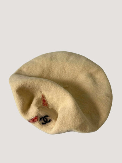 Chanel 1990-2000s CC Camellia Beret Hat