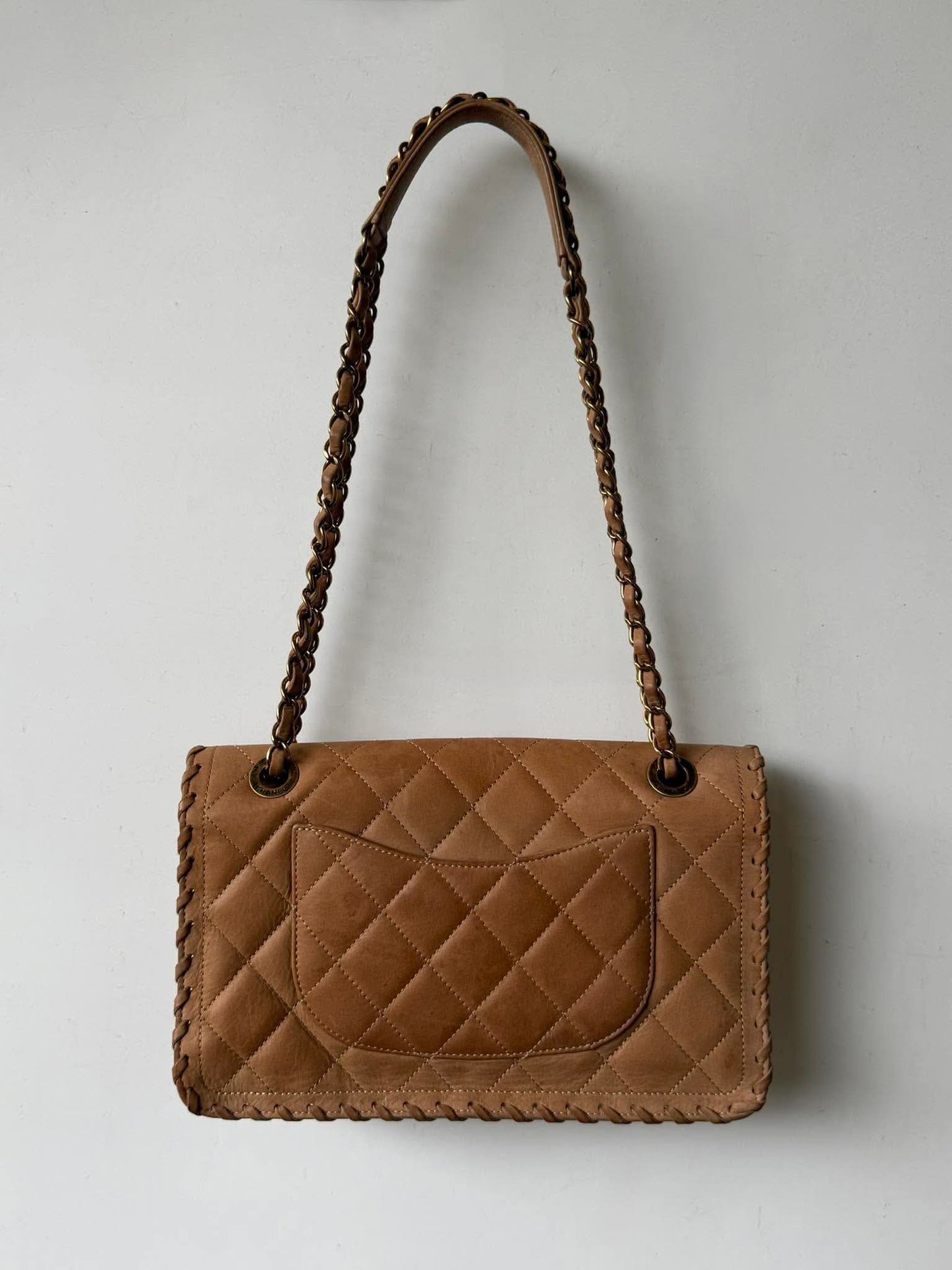 Chanel Brown Jumbo Quilted Iridescent Happy Stitch Flap