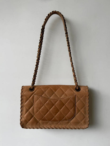 Chanel Brown Jumbo Quilted Iridescent Happy Stitch Flap