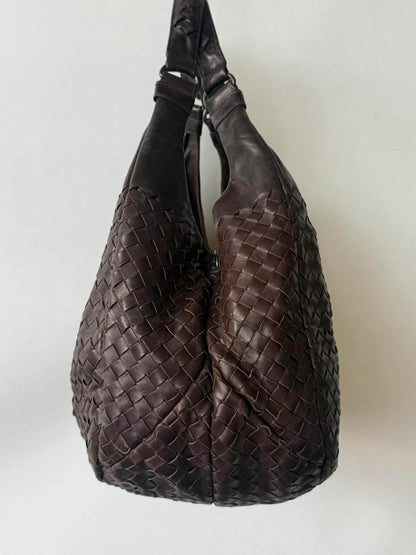 Bottega Veneta Ebano Woven Leather Campana Bag
