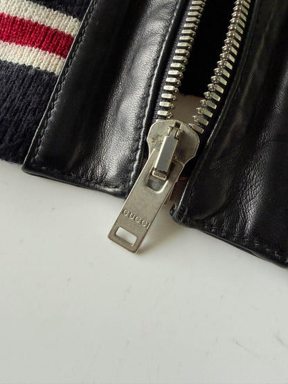 2000's GUCCI "1921" STRIPED RIB LEATHER JACKET