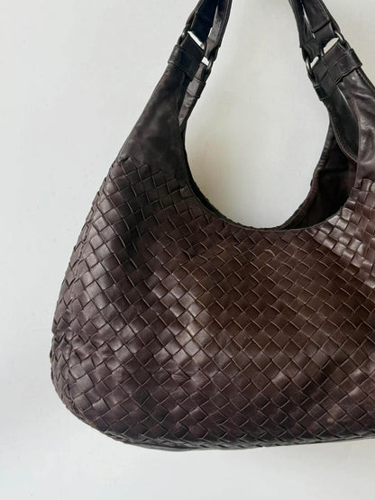 Bottega Veneta Ebano Woven Leather Campana Bag