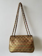 Chanel Metallic Sheepskin Thin Striped Small Single Flap