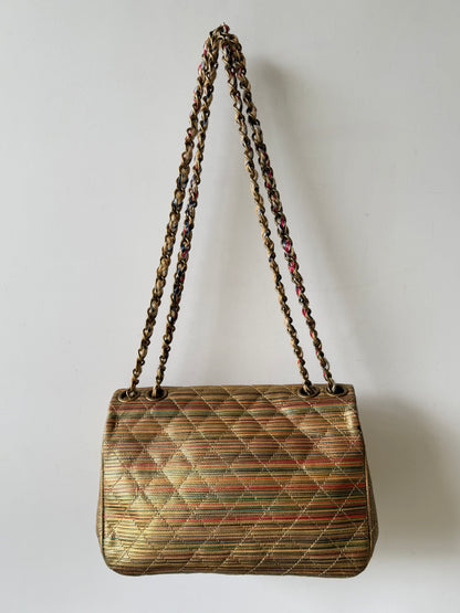 Chanel Metallic Sheepskin Thin Striped Small Single Flap