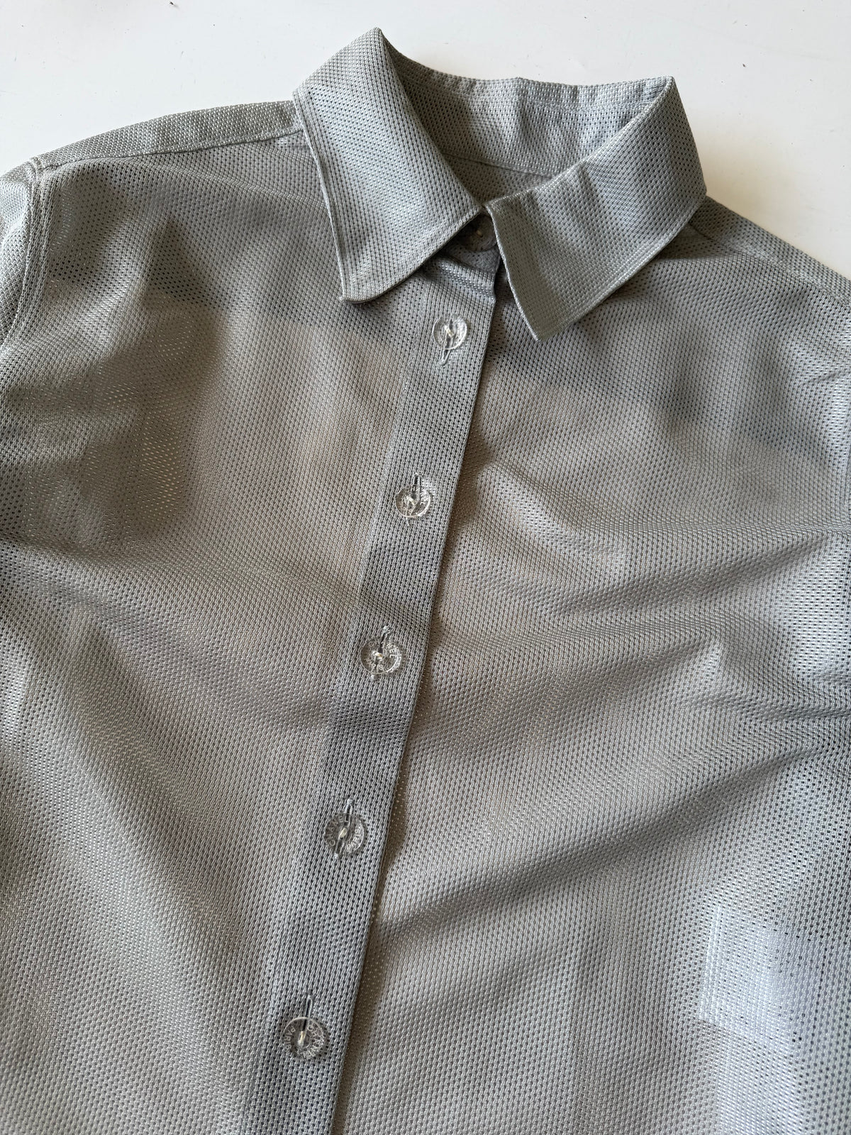 1990’s Chanel Gray Mesh Long-Sleeve Shirt