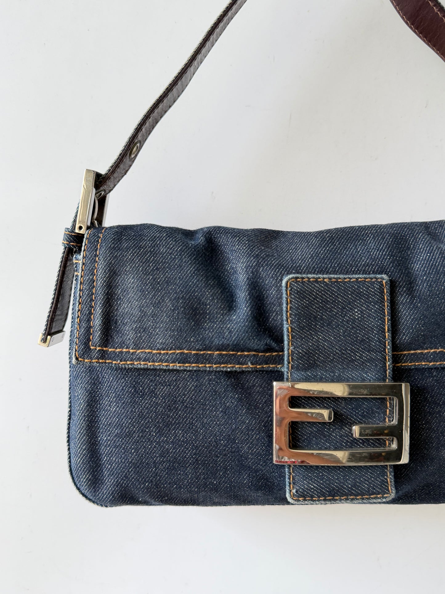Fendi Dark Blue Denim Baguette