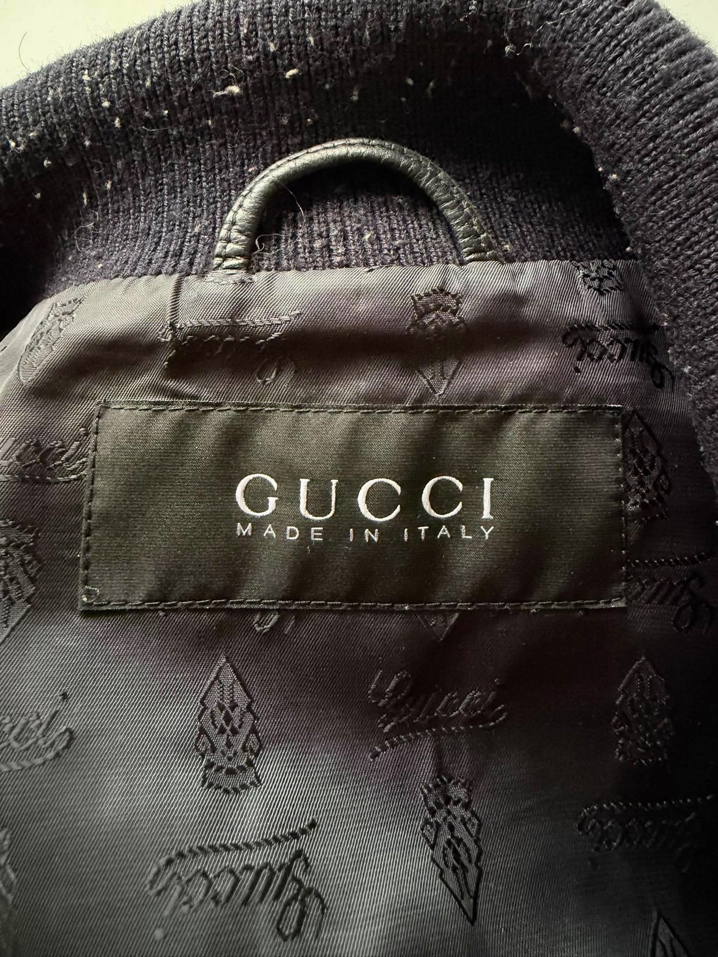 2000's GUCCI "1921" STRIPED RIB LEATHER JACKET