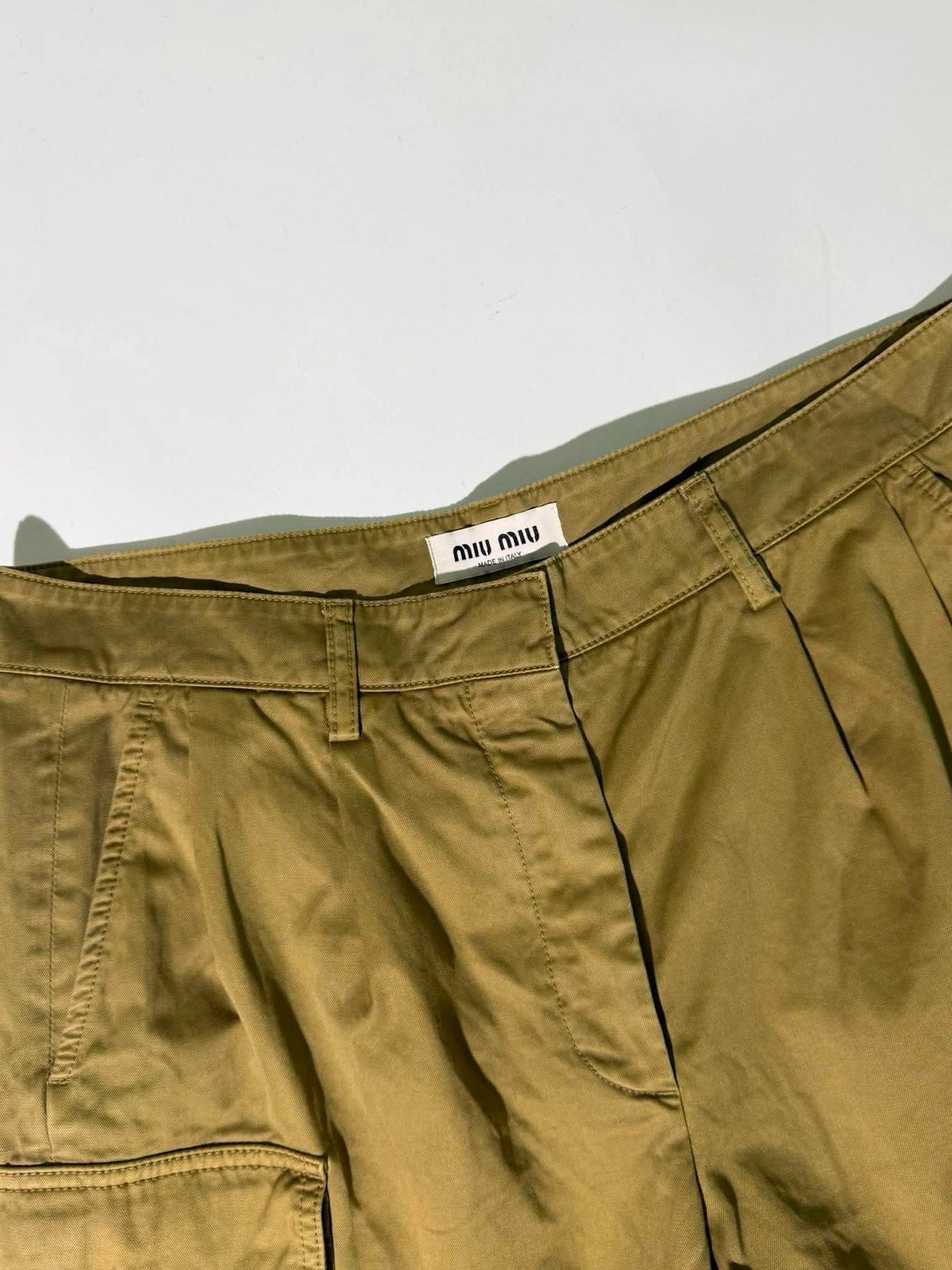 Miu Miu Olive Green Cargo Shorts