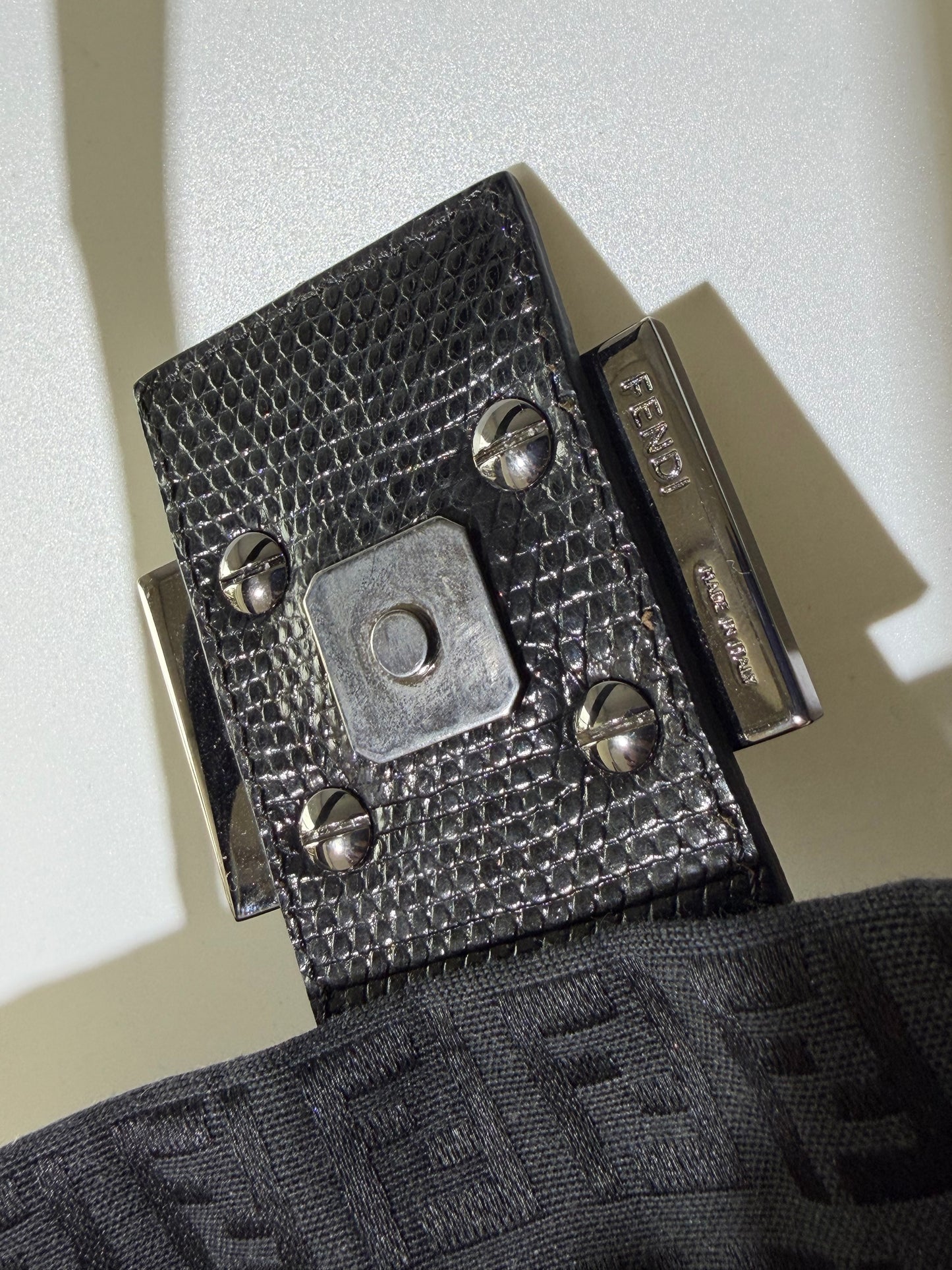 F/W1999 Fendi Zucca & Lizard Embossed Baguette Bag