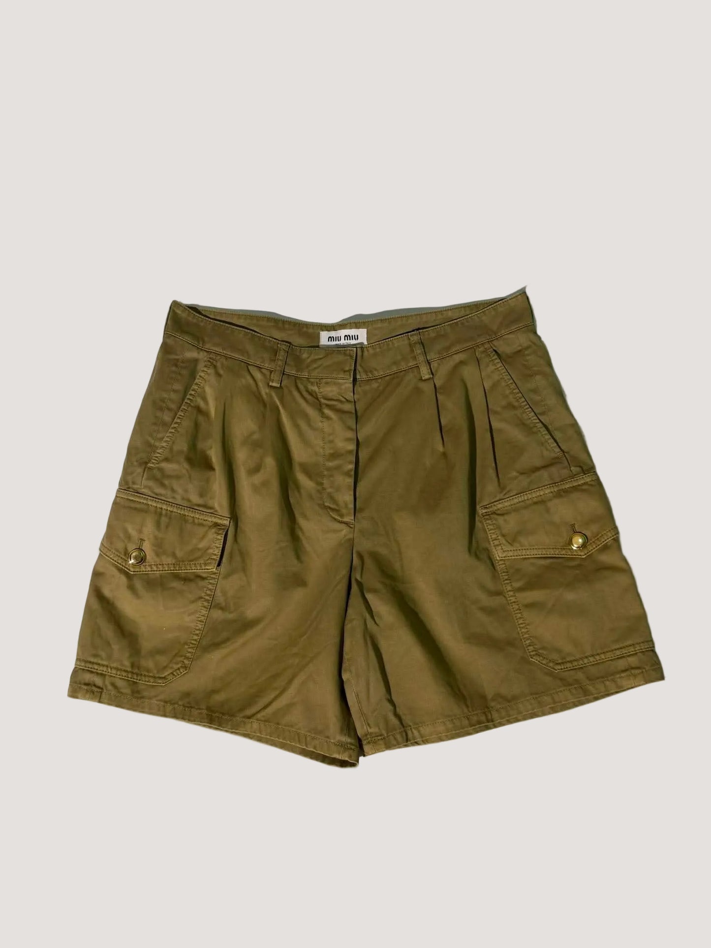Miu Miu Olive Green Cargo Shorts