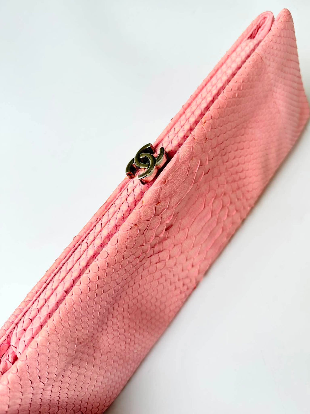 Chanel Pink Python Skin Clutch
