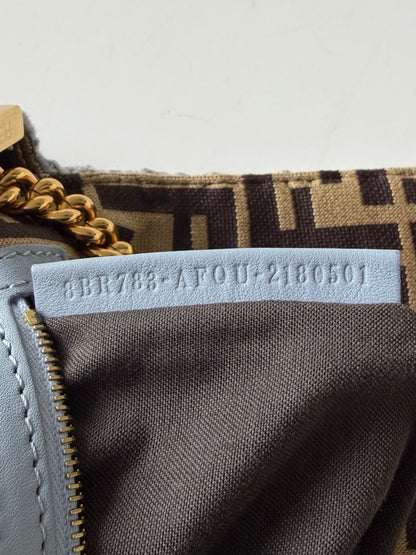 Fendi 2021 Light Blue Wool Knit Floral Baguette
