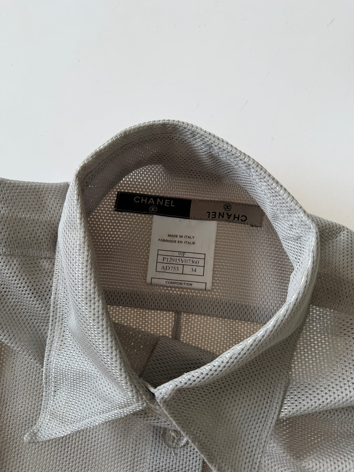 1990’s Chanel Gray Mesh Long-Sleeve Shirt