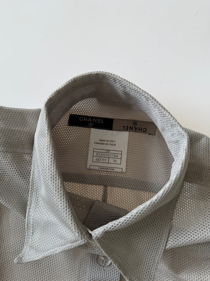 1990’s Chanel Gray Mesh Long-Sleeve Shirt