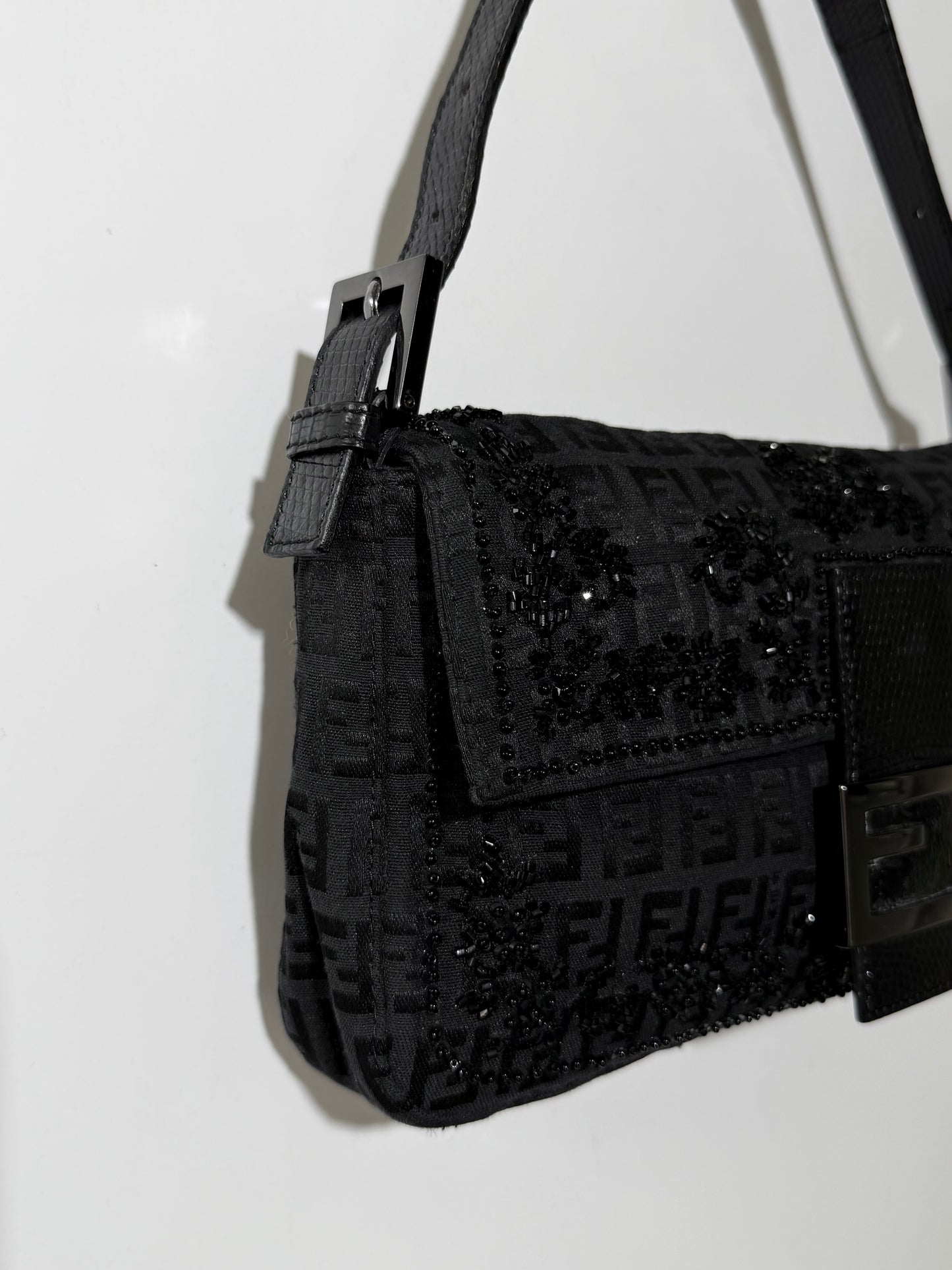 F/W1999 Fendi Zucca & Lizard Embossed Baguette Bag