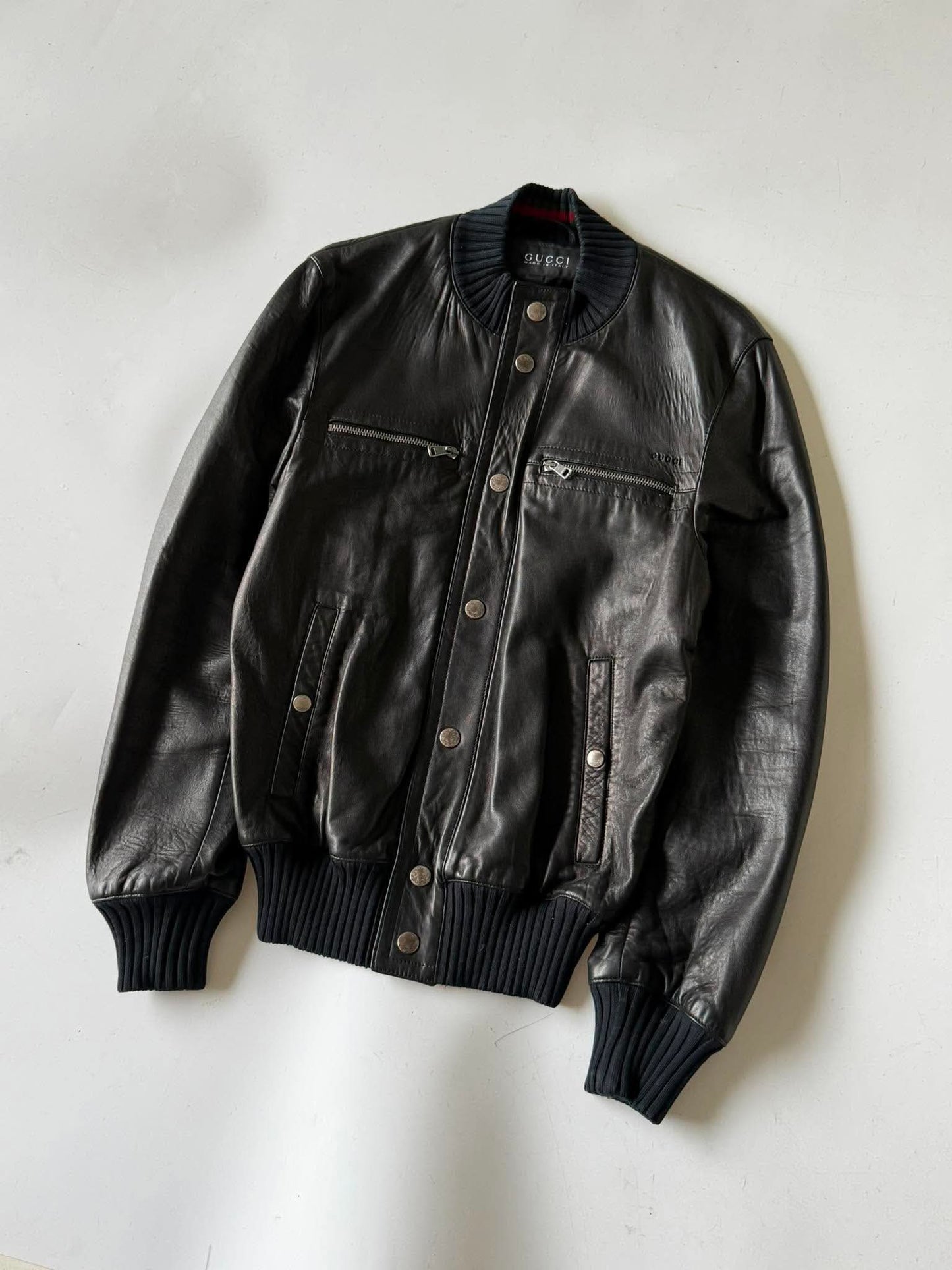 2000's GUCCI ICONIC INNER WEB LEATHER JACKET