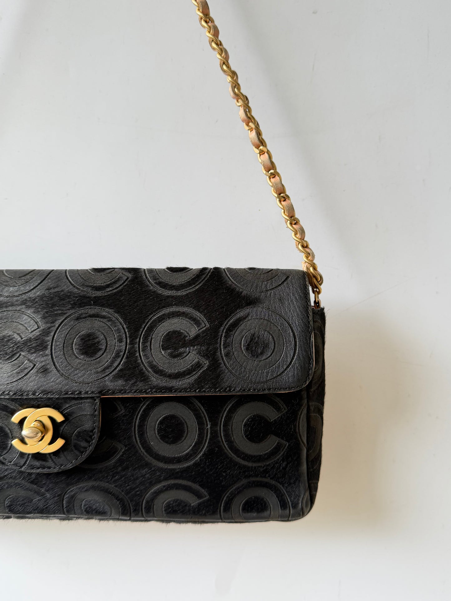 Vintage Chanel Ponyhair Coco East West Flap