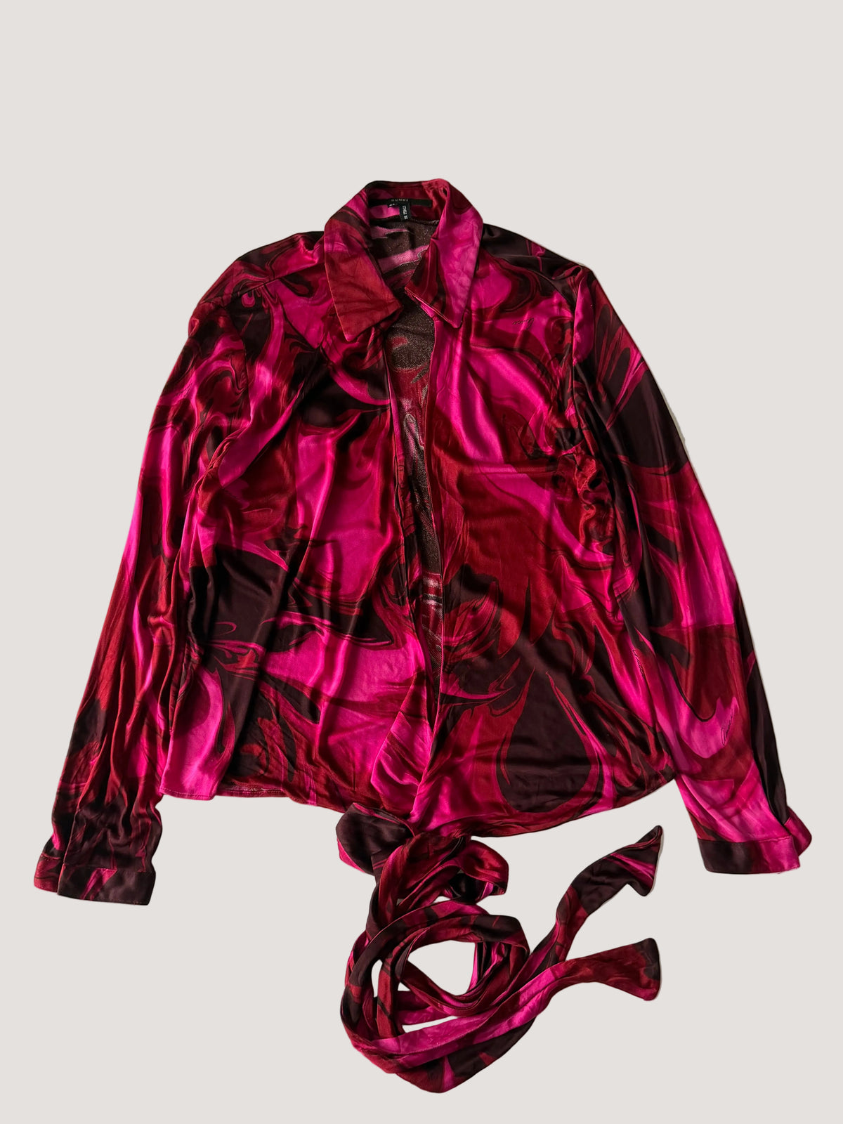 S/S 2001 Gucci by Tom Ford Pink Liquid Magma Print Blouse
