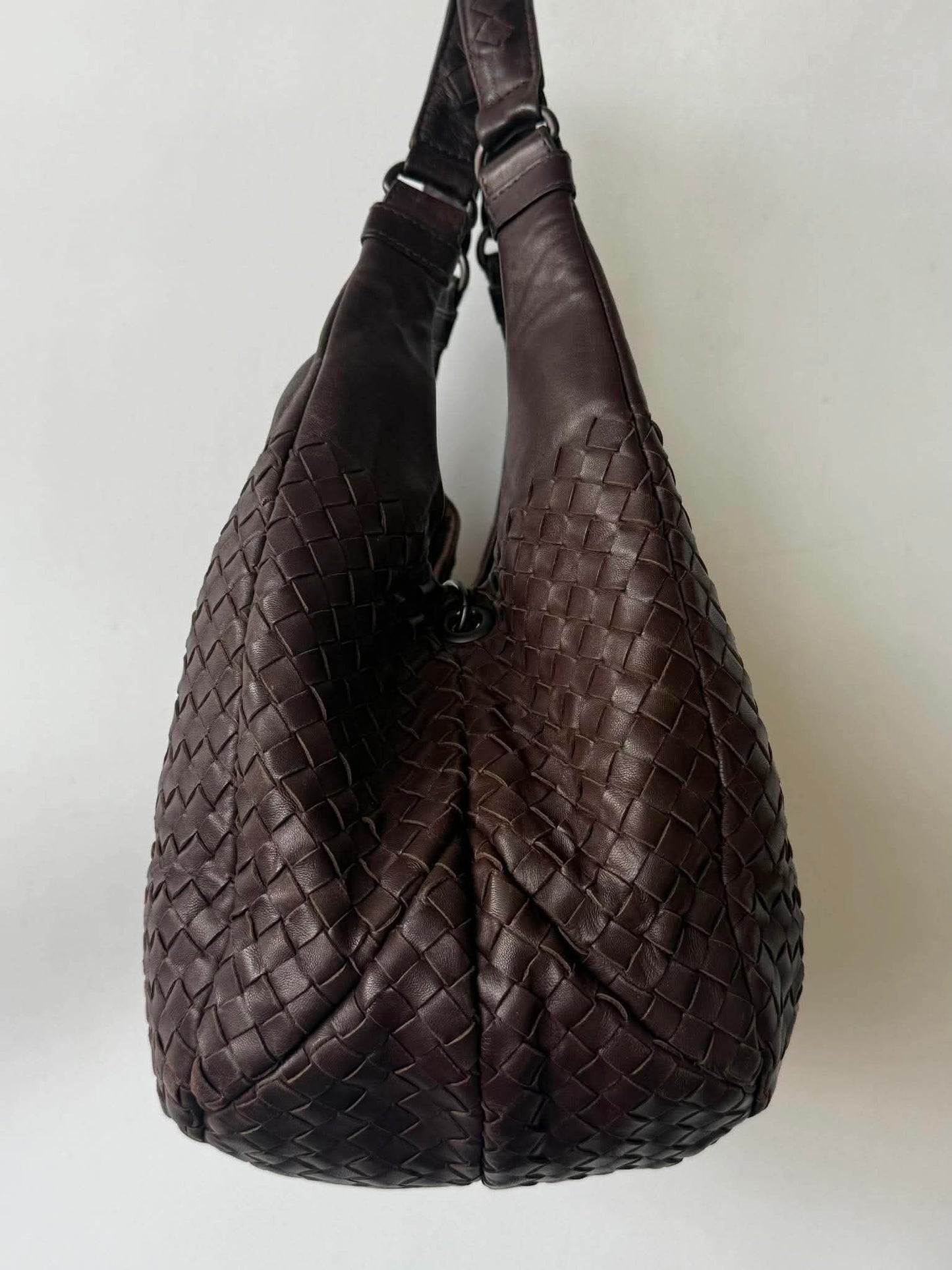 Bottega Veneta Ebano Woven Leather Campana Bag