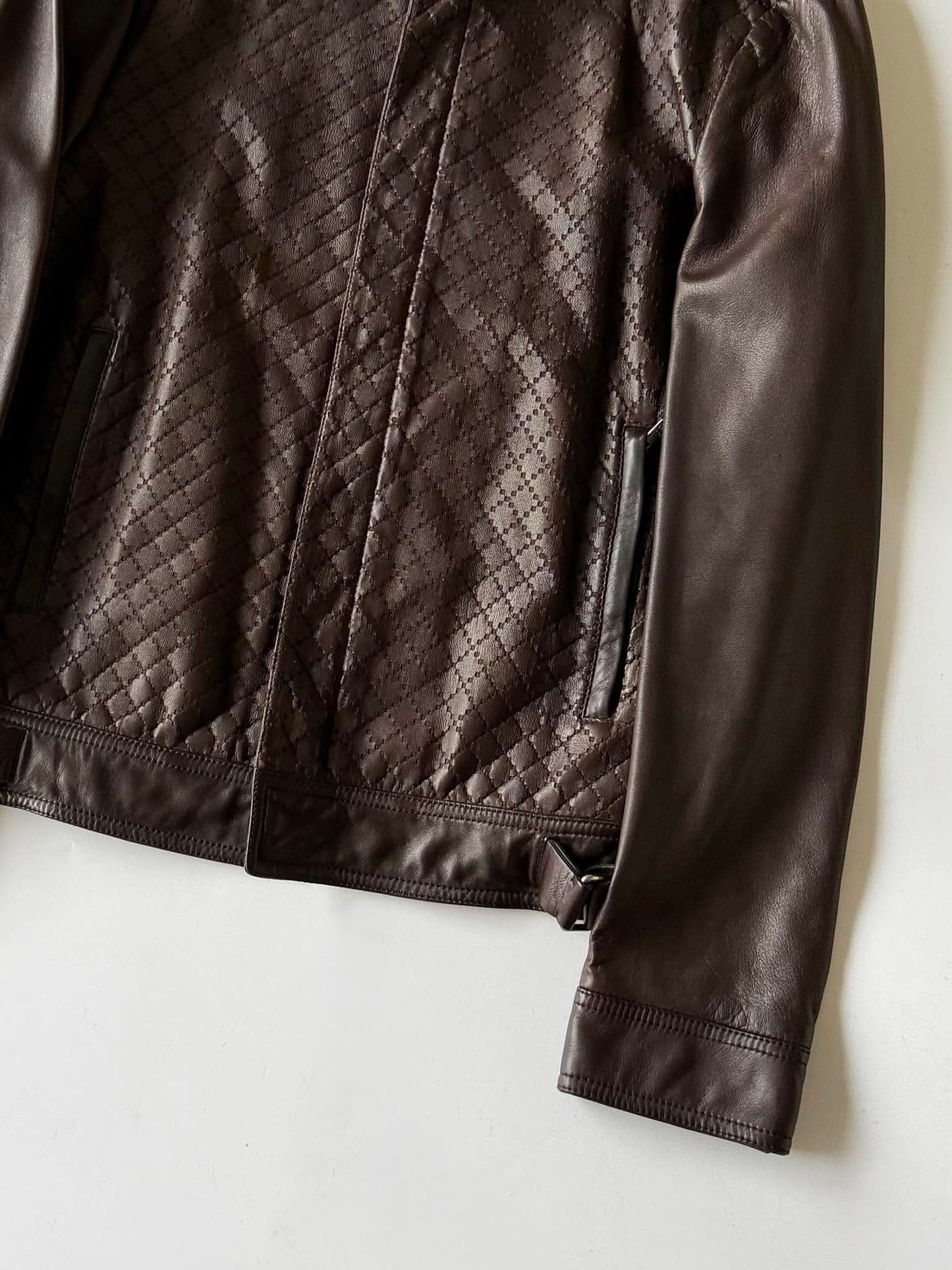 2000's GUCCI HOLLOW STAP IRON RING LEATHER JACKET