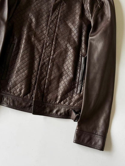 2000's GUCCI HOLLOW STAP IRON RING LEATHER JACKET