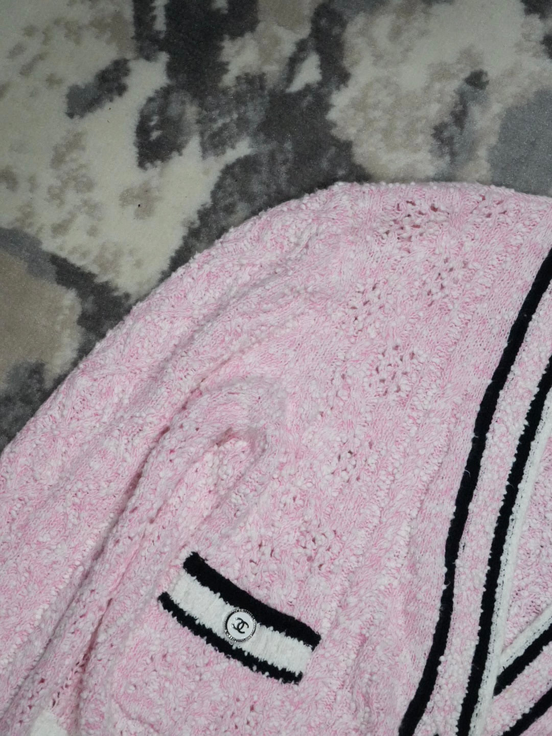 Chanel Pink 24P Tweed Button-Up Cardigan