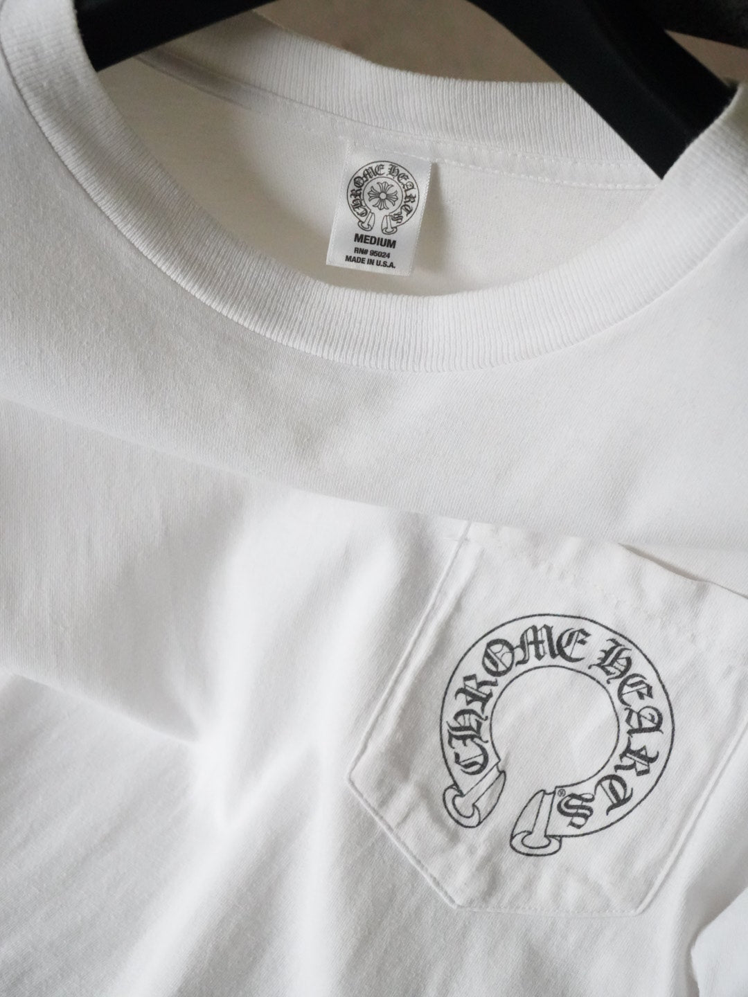 Chrome Hearts Horseshoe Logo White Pocket Tee
