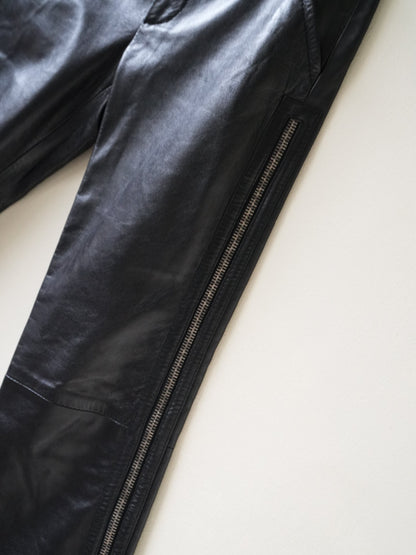 2001 Gucci by Tom Ford Leather Pants Double Side Zip