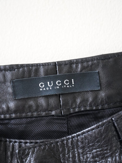 2001 Gucci by Tom Ford Leather Pants Double Side Zip