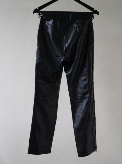2001 Gucci by Tom Ford Leather Pants Double Side Zip