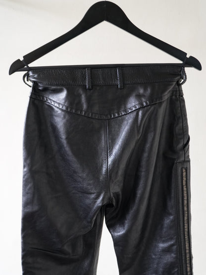 2001 Gucci by Tom Ford Leather Pants Double Side Zip