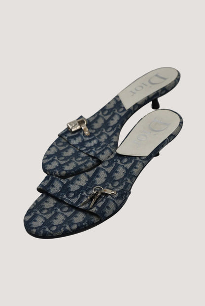 Vintage Christian Dior Canvas Monogram Heels with a Lock