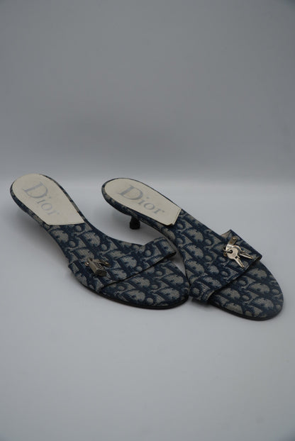 Vintage Christian Dior Canvas Monogram Heels with a Lock