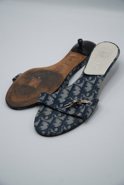 Vintage Christian Dior Canvas Monogram Heels with a Lock