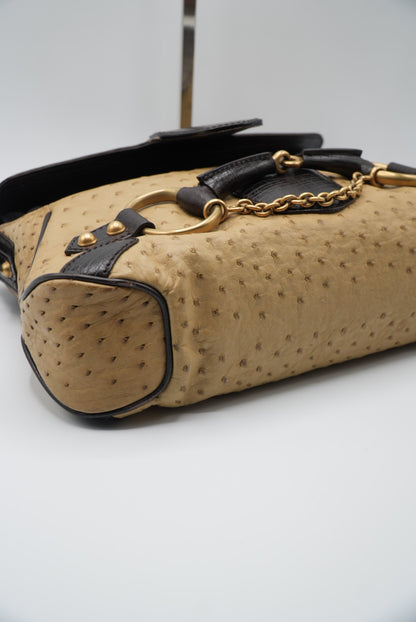 Gucci by tom ford Brown Ostrich Horsebit Shoulder Bag