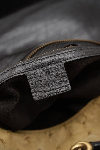 Gucci by tom ford Brown Ostrich Horsebit Shoulder Bag