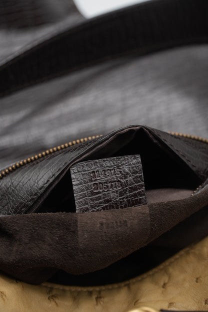 Gucci by tom ford Brown Ostrich Horsebit Shoulder Bag