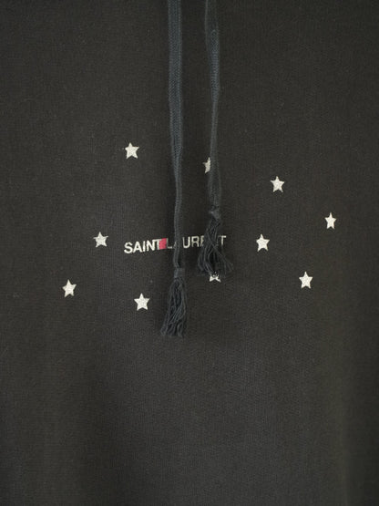 Saint Laurent Black Rive Gauche Logo Small Stars Hoodie