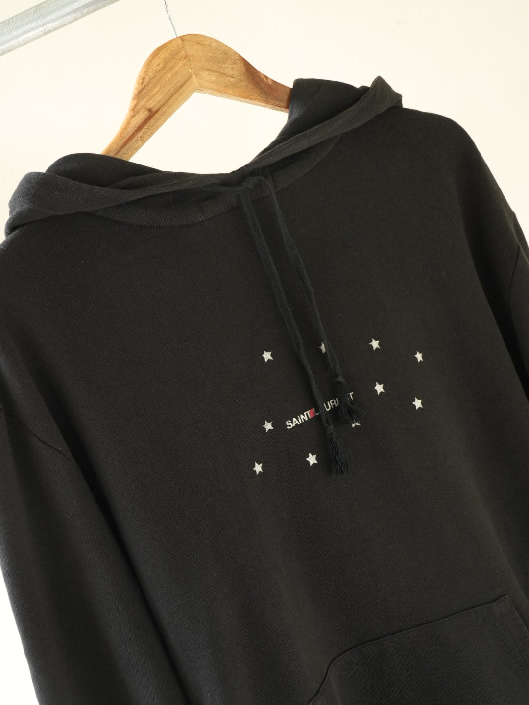 Saint Laurent Black Rive Gauche Logo Small Stars Hoodie