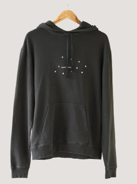 Saint Laurent Black Rive Gauche Logo Small Stars Hoodie