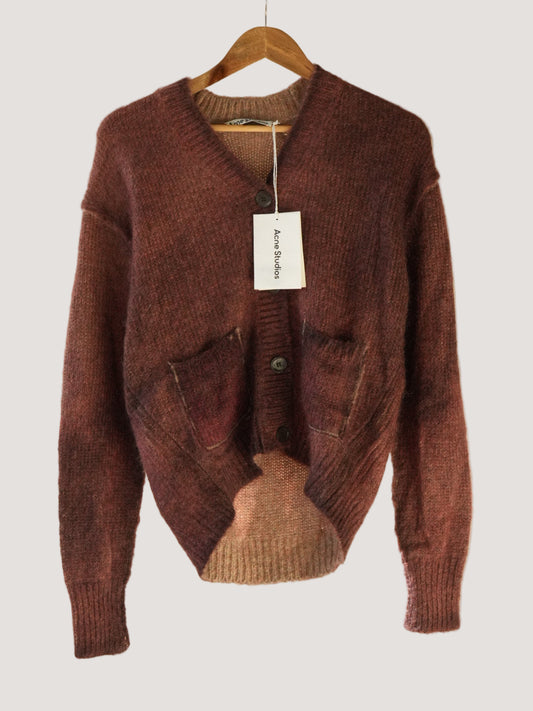 Acne Studios Burgundy Sprayed Finish Cardigan