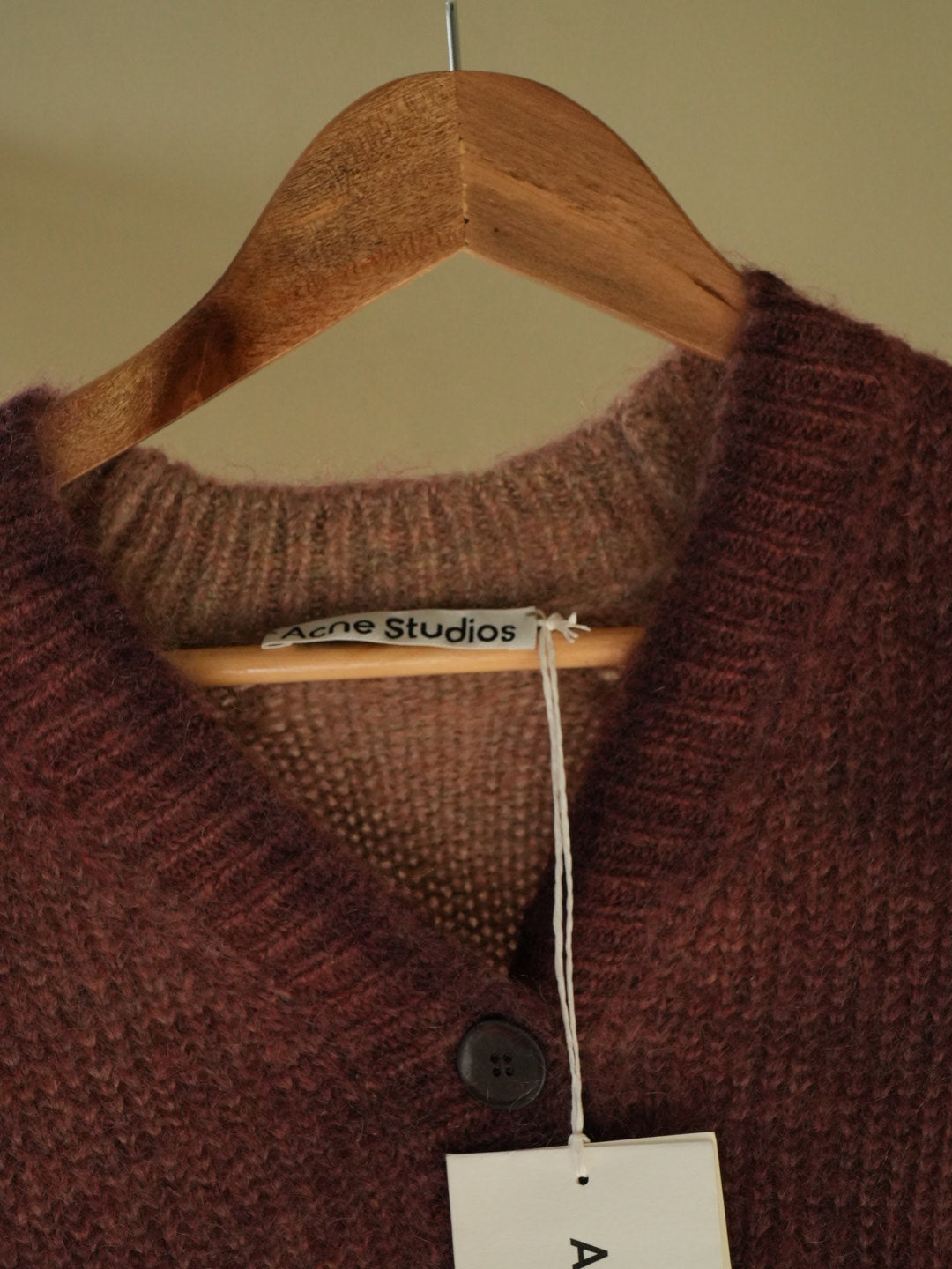 Acne Studios Burgundy Sprayed Finish Cardigan