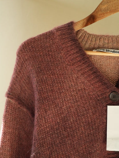 Acne Studios Burgundy Sprayed Finish Cardigan