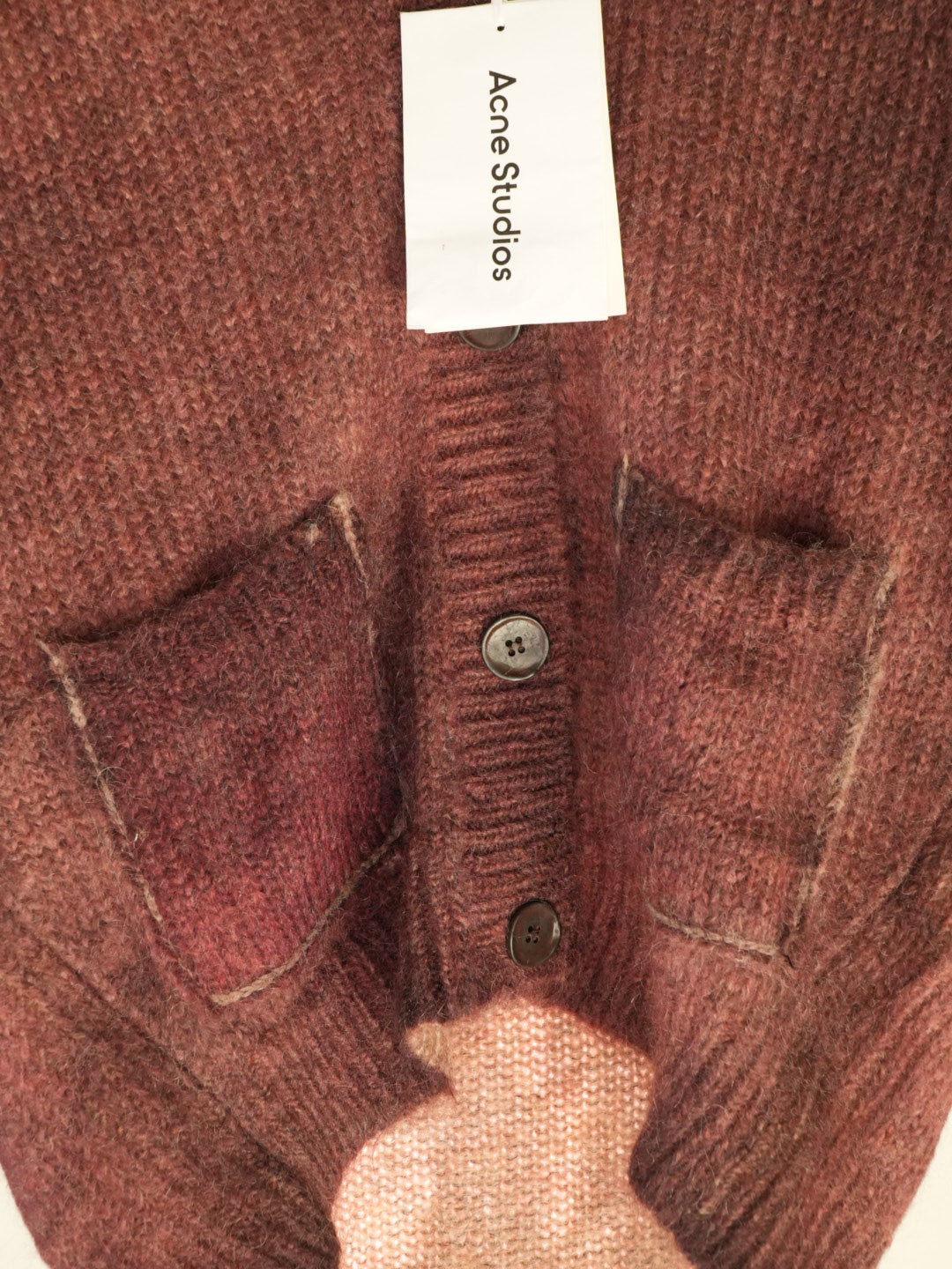 Acne Studios Burgundy Sprayed Finish Cardigan