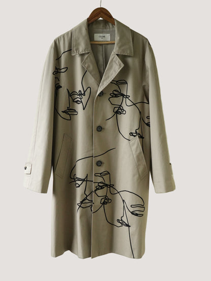 Celine Printed Cotton-Gabardine Trench Coat In Neutrals