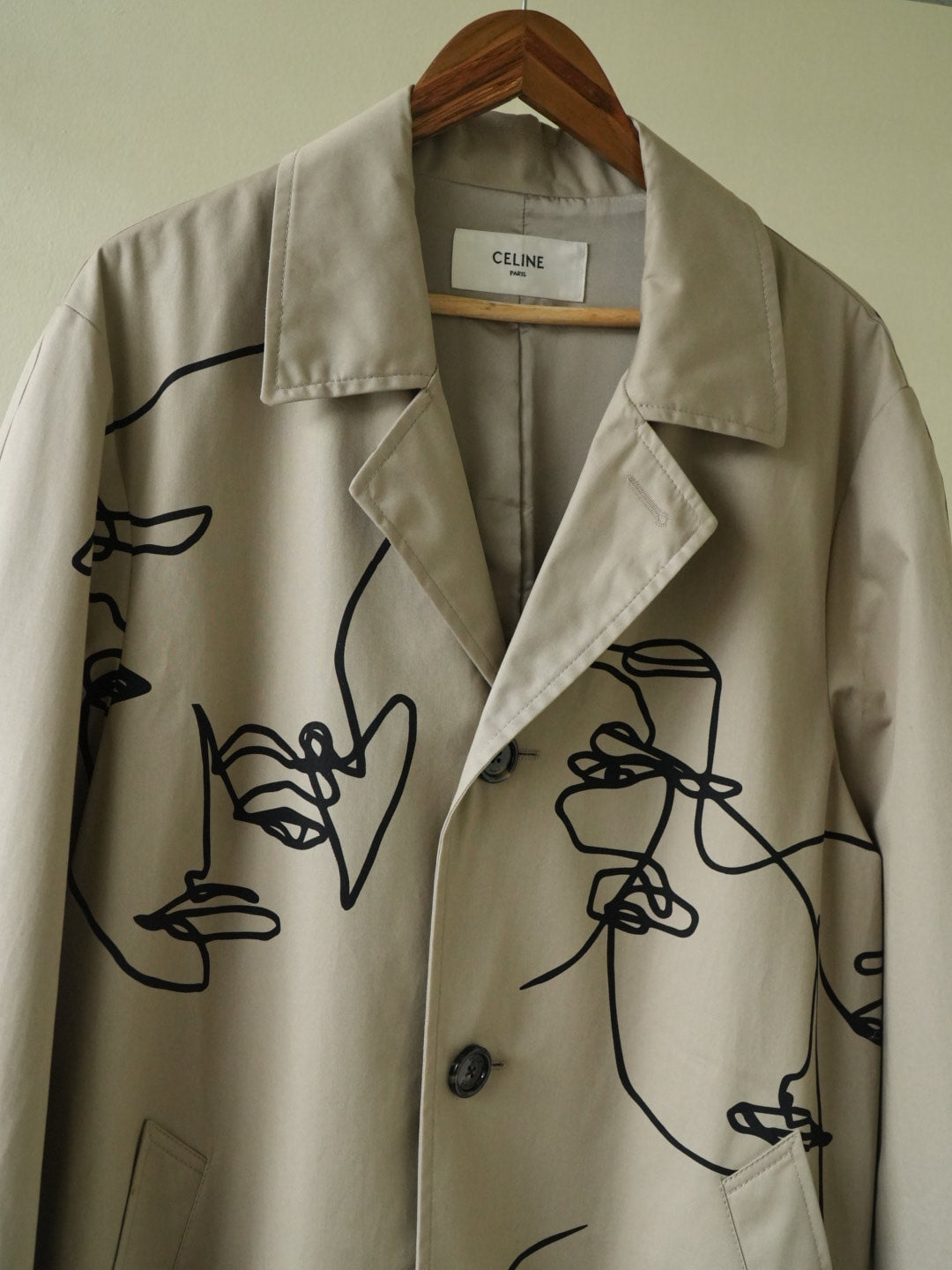 Celine Printed Cotton-Gabardine Trench Coat In Neutrals
