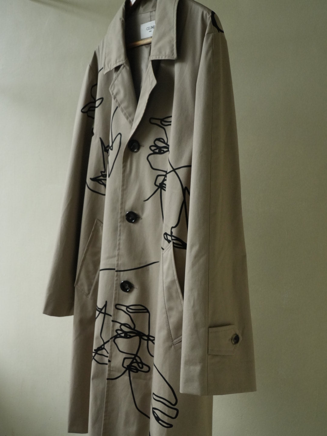Celine Printed Cotton-Gabardine Trench Coat In Neutrals