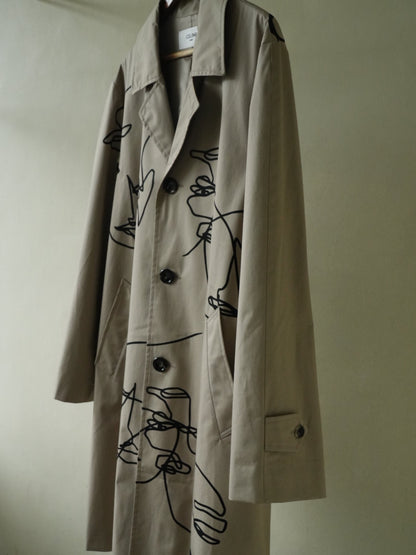 Celine Printed Cotton-Gabardine Trench Coat In Neutrals