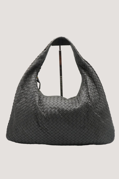 Bottega Veneta Large Dark Grey Intrecciato Woven Nappa Hobo