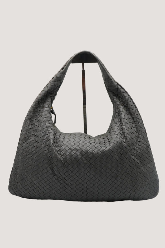 Bottega Veneta Large Dark Grey Intrecciato Woven Nappa Hobo